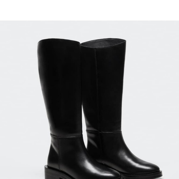Mango Leather tall boots 10 riding 42 Eur - Picture 2 of 16